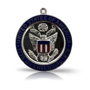 Sterling Silver 1776 1976 Bicentennial Great Seal Eagle Enamel Pendant Charm USA